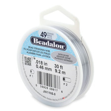 49 Strand Stainless Steel Bead Stringing Wire, .018 in / 0.46 Mm, Satin Silver,