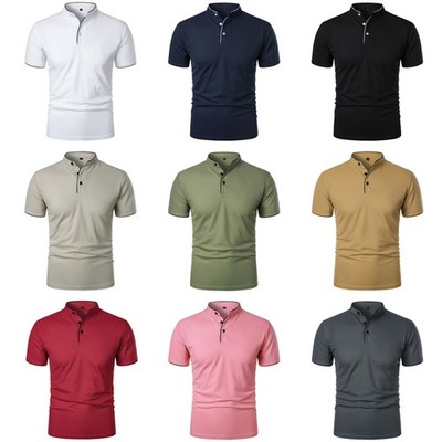 Herren Henley T-Shirt mit Knopfleiste Kurzarm Tops Sommer Shirt Basic Poloshirt