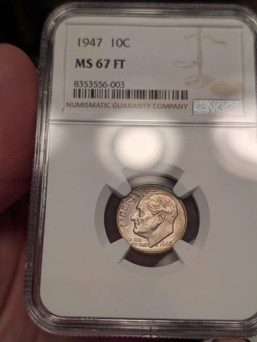 1947 10¢ NGC MS67 FT Toned