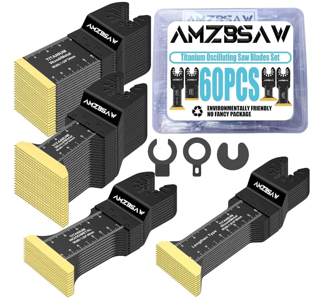 60PCS Titanium Oscillating Saw Blades - 4 Types for Metal Cutting & Multitool Use