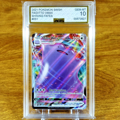 Pokemon Shining Fates Ditto VMAX 051/072 AGS Gem-MT 10 Full Art