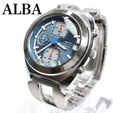 Seiko Alba AKA Vintage Blue Dial Quartz Watch 41mm Silver Band 90s