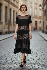 Women’s Vintage 1930s Reto R&M Richard’s Black Semi Formal Dress Sparkle 20W