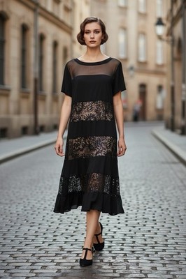Women s Vintage 1930s Reto R&M Richard s Black Semi Formal Dress Sparkle 20W