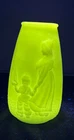 Vaseline Custard Glass Vase Milk Woman Child Sailboat Boat Manganese