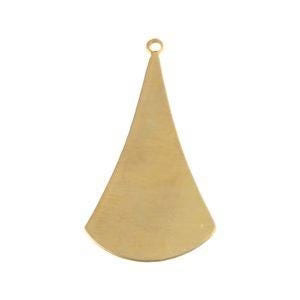 1 Loop Raw Brass Long Flat Rounded Triangle Pendant 33x18mm (6) - Afbeelding 1 van 1