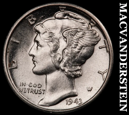 1943-D Silver Mercury Dime-Choice Gem Brilliant Unc +++ FSB No Reserve #G7519