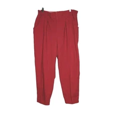 Vintage 80s Gitano High Waist V Yoked Mom Pants 22W Red Tapered Leg  Pleated Exc