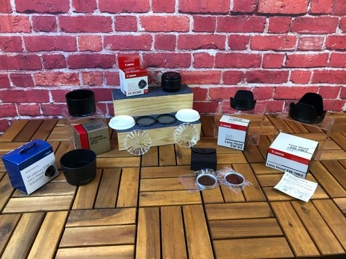Assorted Lot CANON CAMERA ACCESORIES LENS HOODS FILTER ADAPTERS Etc. - PLS READ