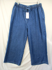 -NWT Reiss Parker Wide Leg Denim Mid Blue Pants Size 12
