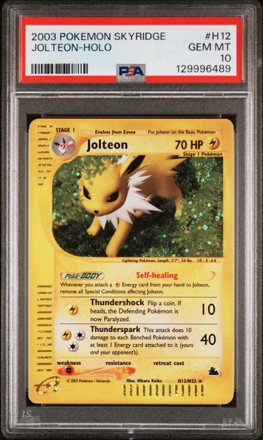 Pokemon Jolteon Holo Skyridge H12/144 PSA 10 Gem Mint - New Cert - Pop 171