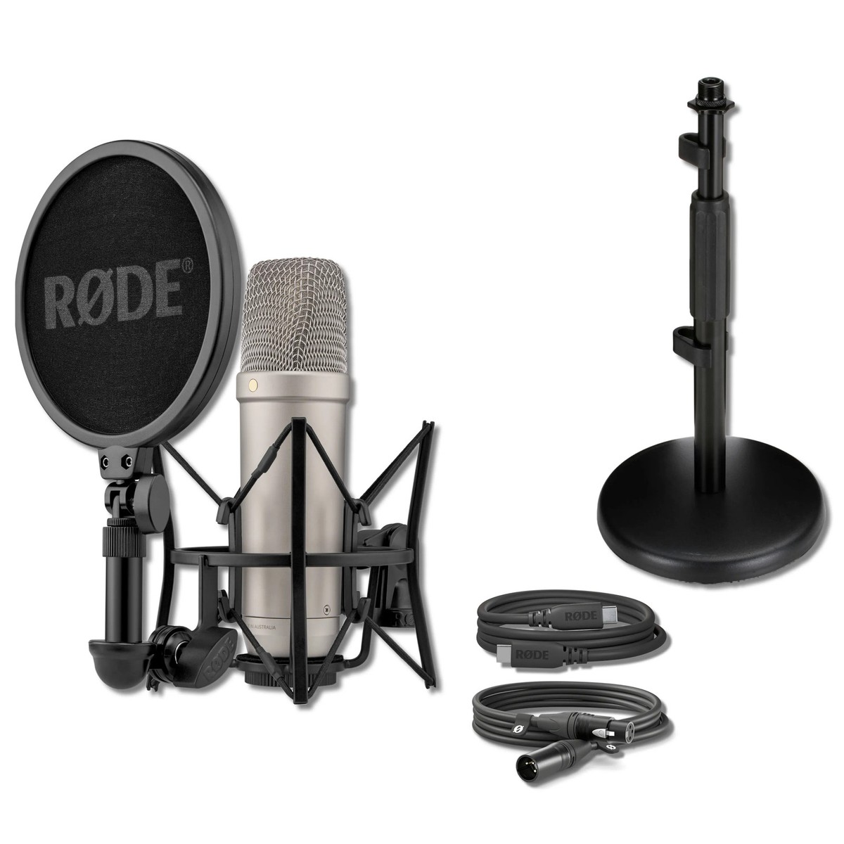 Rode NT1 5th Gen Condenser Microphone (Silver) with DS1 Desktop