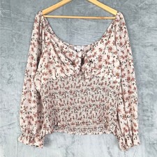 Womens Top 3X Boho Babydoll Romantic Floral Milkmaid Smocked Coquette Peasant