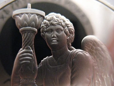 1.3-OZ .925 SILVER KNEELING ANGEL GENIUS OF MICHELANGELO PROOF COIN + GOLD