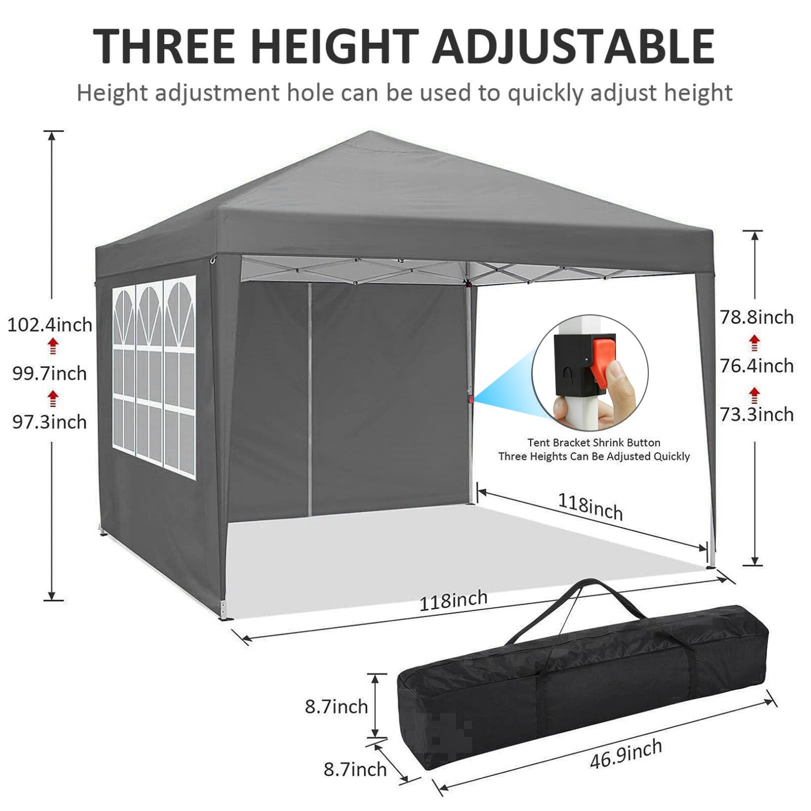 10'x10' Outdoor Pop-Up Canopy Tent, Waterproof Heavy Duty Gazebo w/ 4 Sidewalls