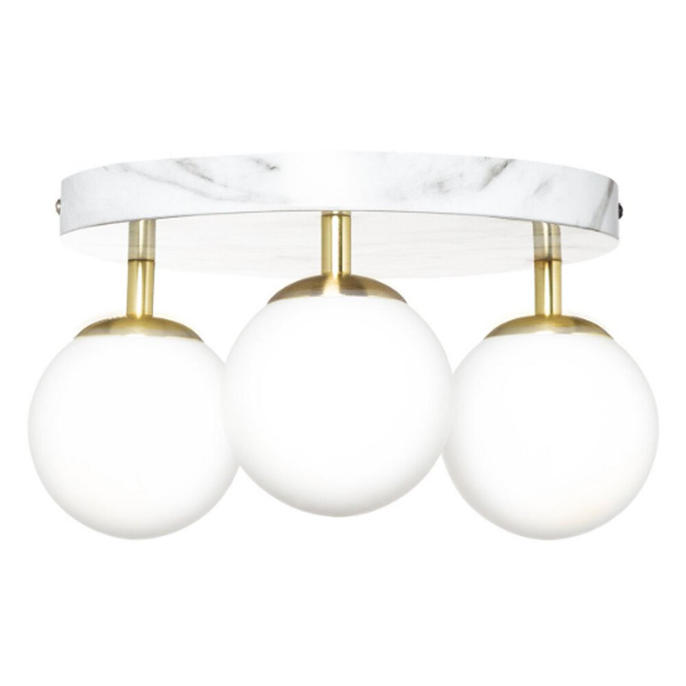 Litecraft Spotlight Plate Marble Effect 3 Arm With Opal Shades - White Clearance