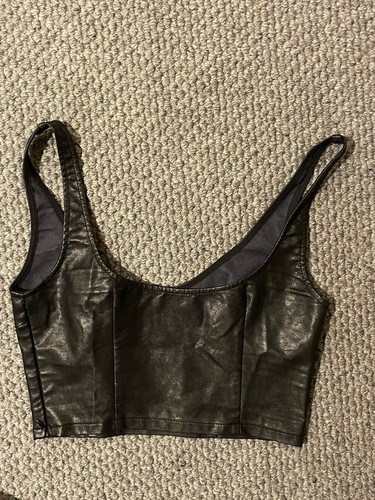 BNWT TIGER MIST Size XS (6 AU) Black Pleather Corset Top - Picture 3 of 4