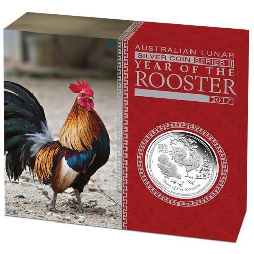 Australia 2017 0.5$ Lunar Series II Year of the Rooster 1/2oz Silver Proof Coin - Picture 1 of 4