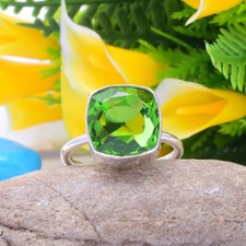 Dazzling Peridot Topaz Gemstone 925 Sterling Silver Handmade Ring All Size