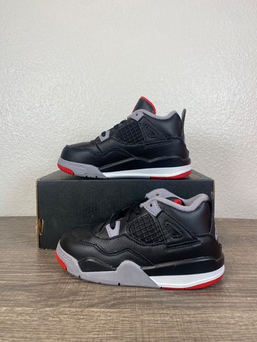 NEW Jordan 4 Retro Toddlers Black Bred Reimagined Sneakers BQ7670-006 Size 8C - Picture 2 of 5