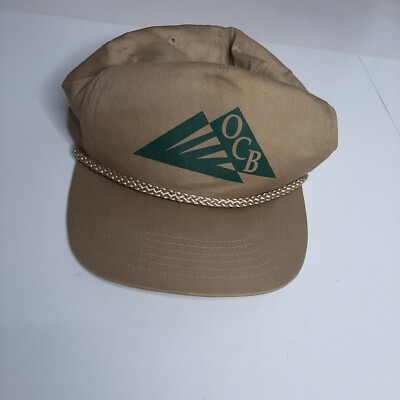 OCB Tan Baseball Snapback Hat Cap Green Graphic San Sun One Size Fits All