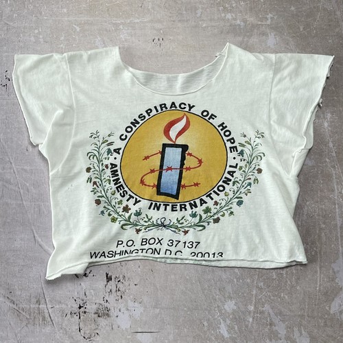 Vintage 86 Amnesty International Conspiracy of Hope Band Tee Chopped t-shirt