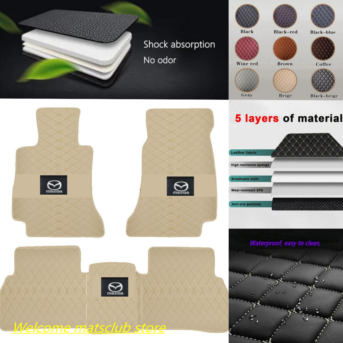 Mazda 1998-2024 All Models Waterproof Car Floor Mats Auto Liner