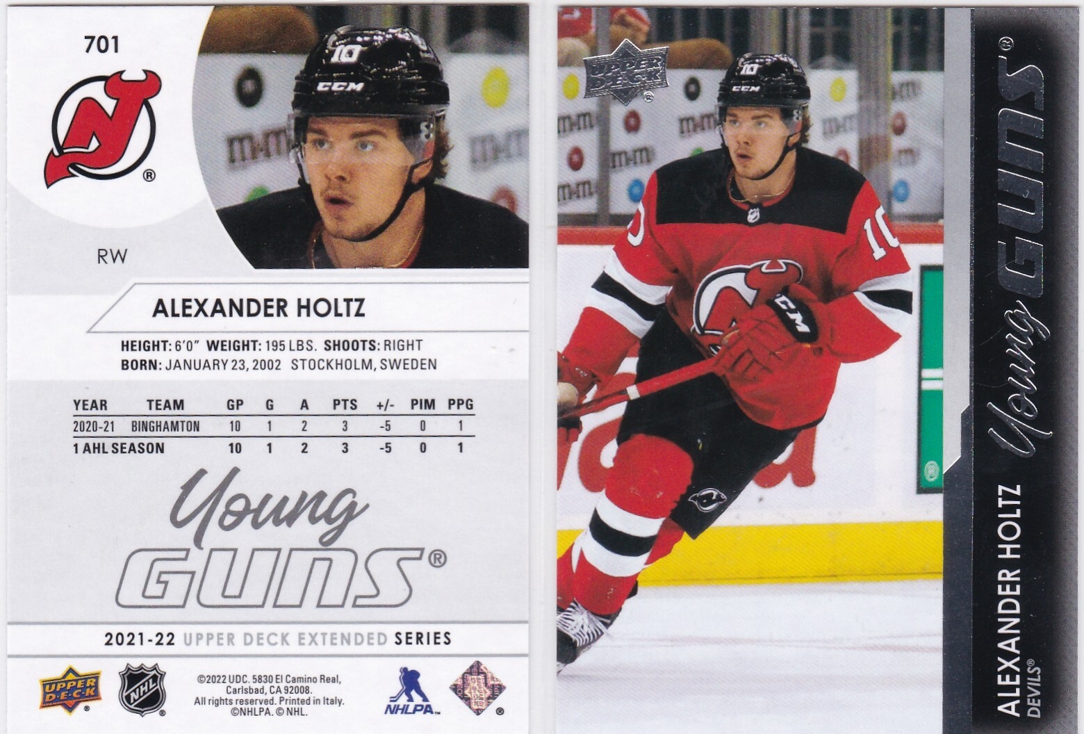 2021-22 Upper Deck Extended Series - Young Guns #701 Alexander Holtz (RC)