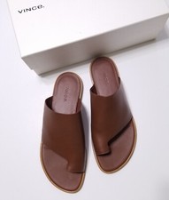 NIB Vince Edris Leather Sandal Slides in Cognac Brown 250