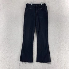 Mother Black Denim The Hustler Ankle Fray Jeans Womens Mid-Rise Casual Size 24