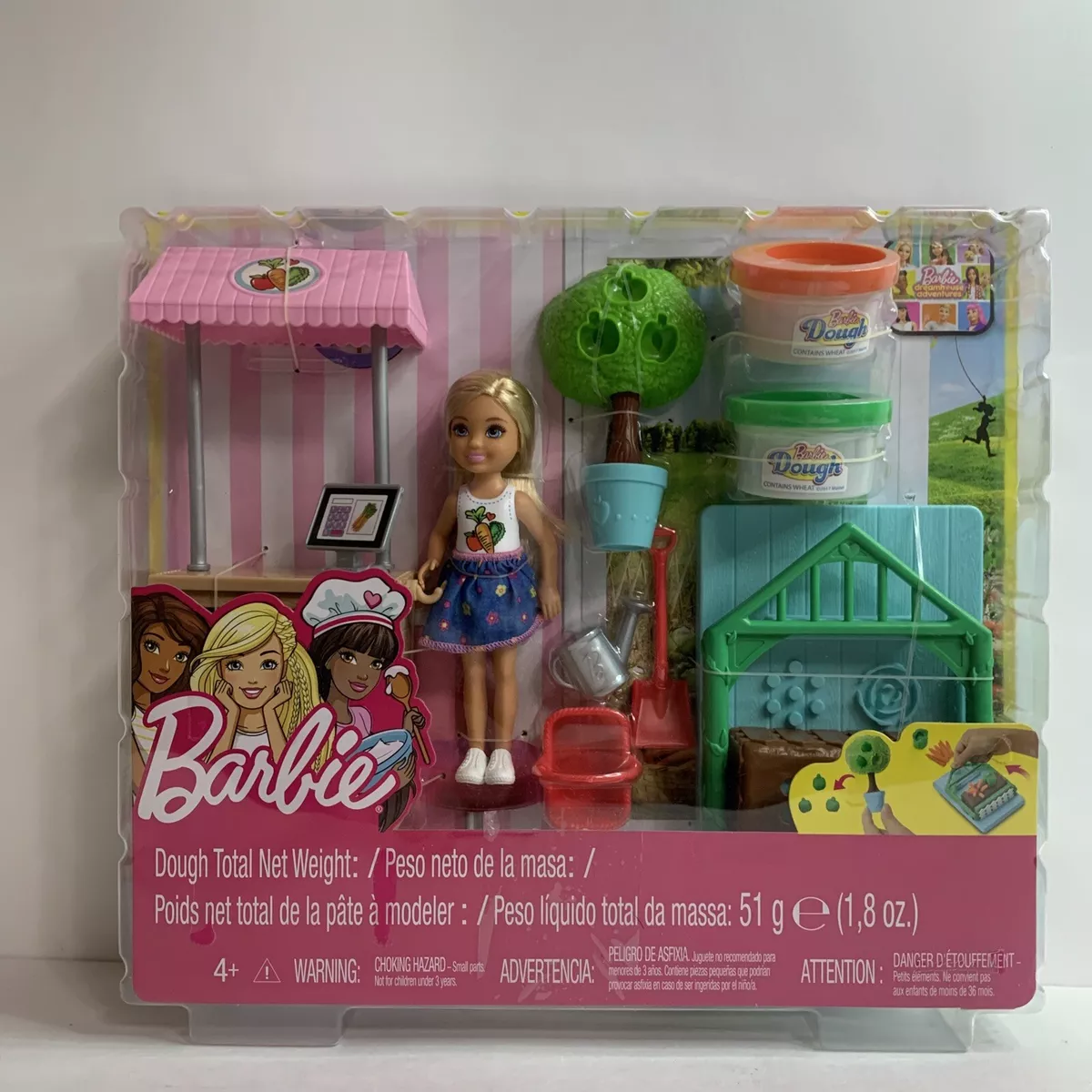 Barbie Garden Playset with Chelsea Doll Food Molds 2 Dough Colors