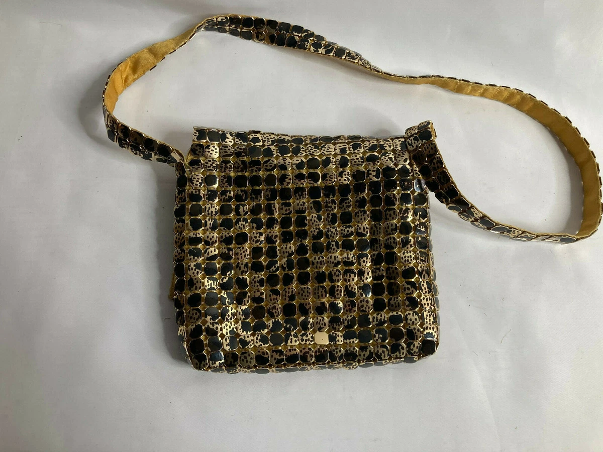 Marlo Handbags Accessories Vintage Gold Black Metal Mesh Small