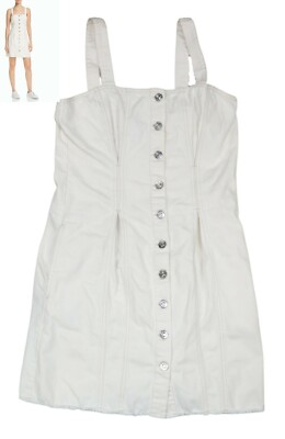 Current/Elliott Button Down Front Denim Mini Length Corset Dress 2 NWT Off-White