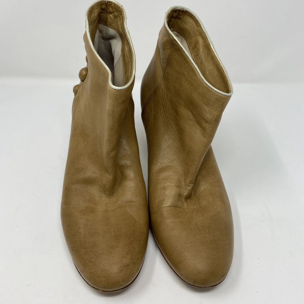 Womens Hugo Boss Orange leather tan ankle boots buttons UK Size 6 EXC CON