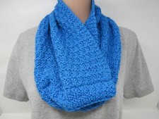 Handcrafted Knitted Cowl Wrap Blue Textured Alpaca/Merino Female Adult
