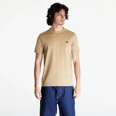 Fred Perry T-Shirt Ringer Coton M3519 Homme U88 Warm Stone/Black Neuf SS24 XL - Photo 1/2