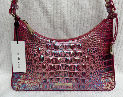 New Brahmin Esme Magenta Wonderland Melbourne Purse Shimmer Metallic Leather