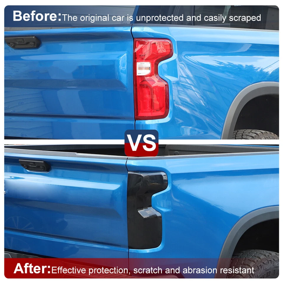 Smoked Rear Tail Light Guards Cover Trim Accessories For Chevrolet Silverado 22+ Foto 3 de 4