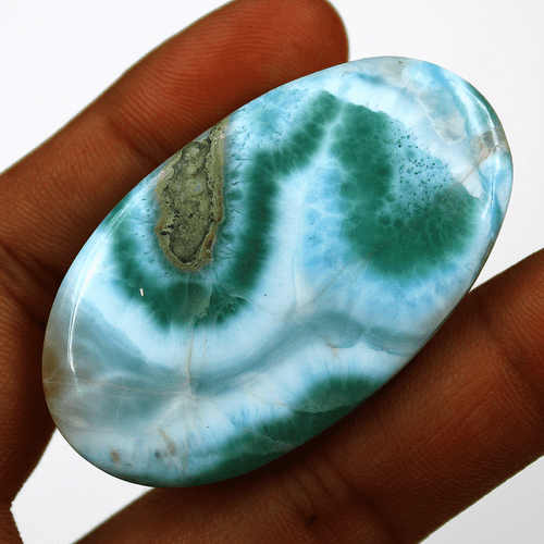 136.6 Cts Natural Dominican Larimar Top Grade 52.5mmx30mm Oval Cabochon Gemstone - Picture 6 of 11