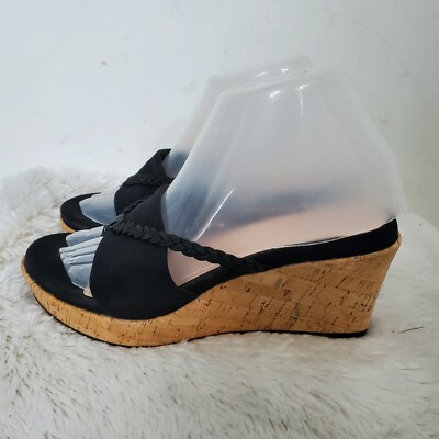 Taryn Rose Keely Cork Heel Platform Wedge Thong Sandals Shoes