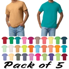 Gildan Mens Heavy 100% Cotton (Pack Of 5) Bulk Plain Adult T-Shirt Tee 5000