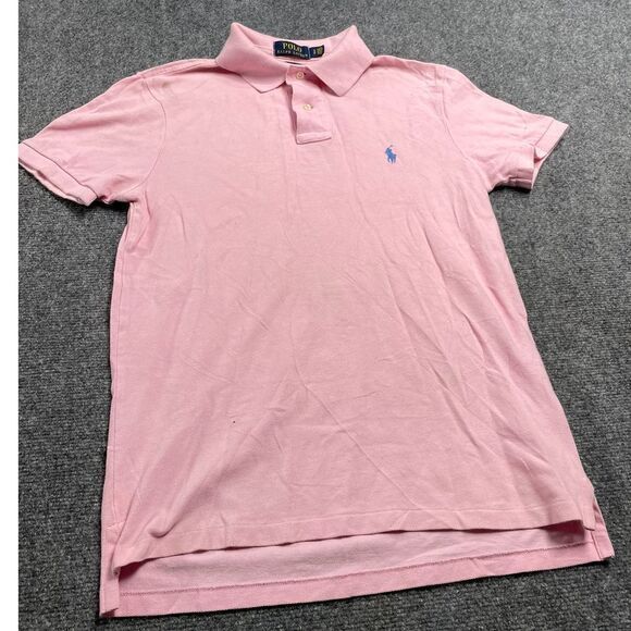 Polo Ralph Lauren Uomo Rosa Cotone Polo Manica Corta Pony Logo T Shirt Taglia S