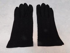 DESIGNER LADIES BLACK COTTON BEADED DRESS GLOVES UNLINED SIZE 6