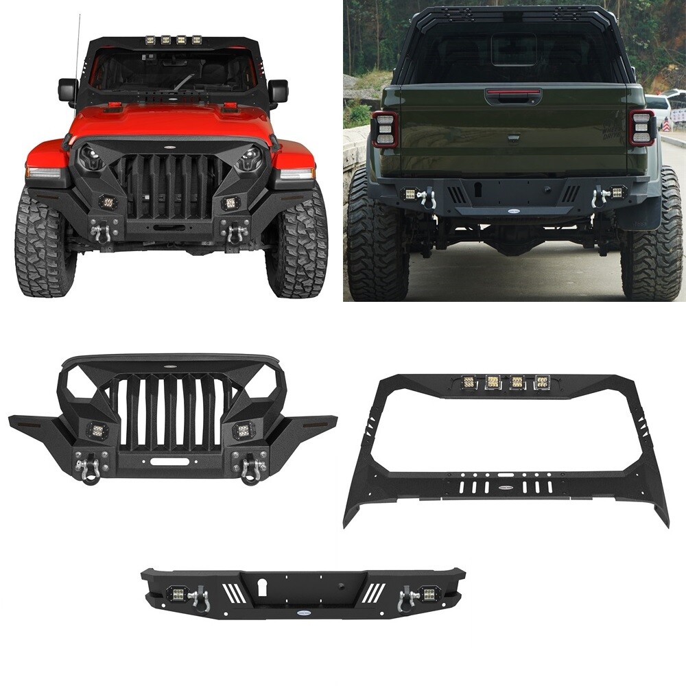 Steel Grill Front Rear Bumper Windshield Guard for Jeep Gladiator