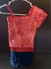 a wish come true Jazz Dance costume Size 5-7 Red  Denim Pre Owned
