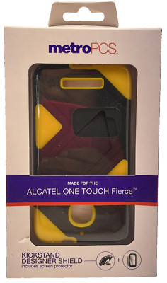 MetroPCS Dual Layer Kickstand Shield Case for Alcatel One Touch Fierce - Yellow