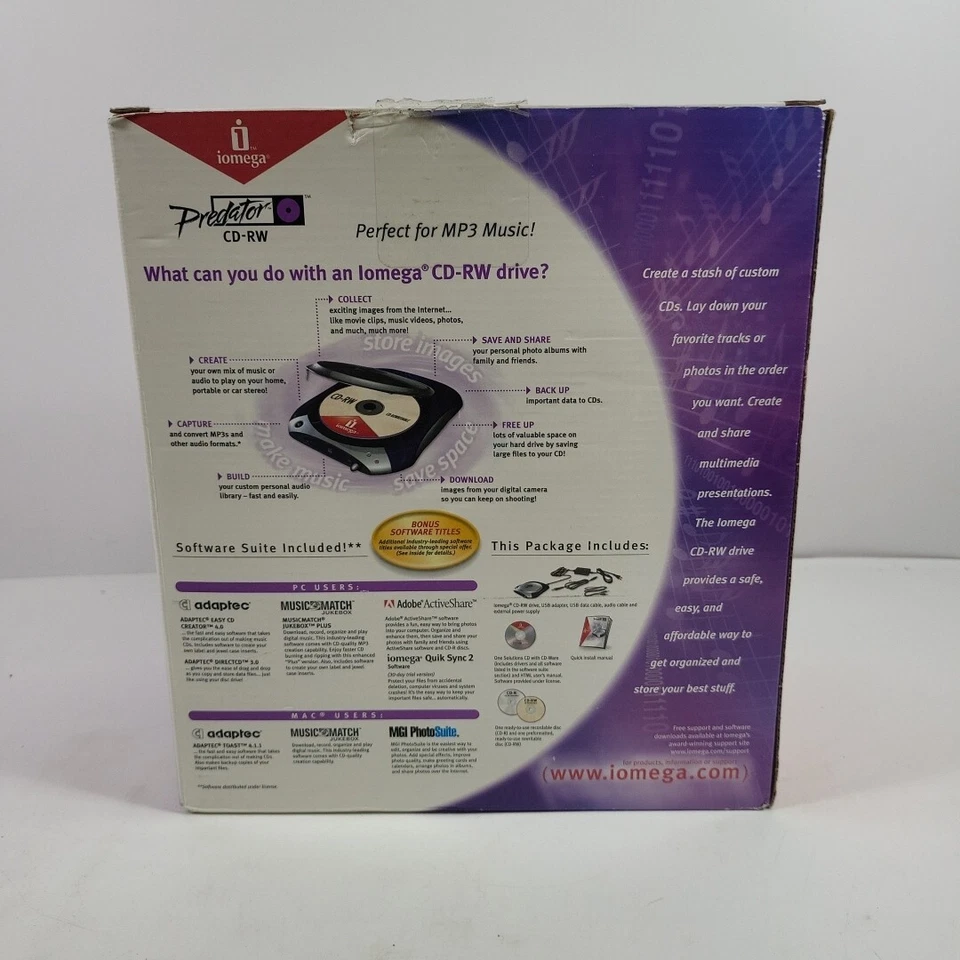 Iomega 31119 Predator 4x4x6 External USB CD-RW Drive.                        259 - Image 3 of 4