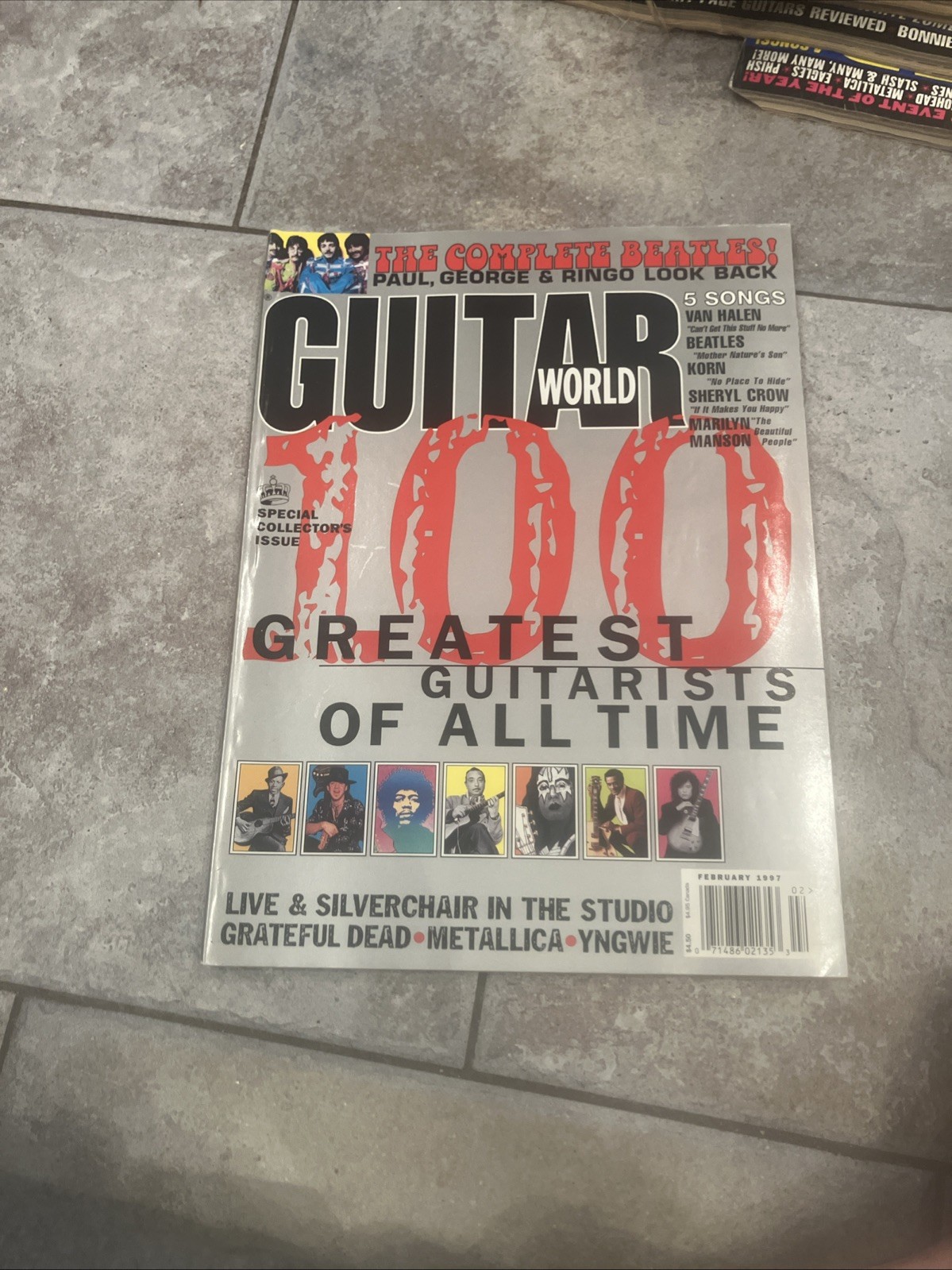 Feb 1997 GUITAR WORLD MAGAZINE Complete Beatles, Poster, 100 Greatest Guitarists