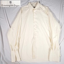 Ermenegildo Zegna Button Up Dress Shirt Yellow French Cuff 17.5