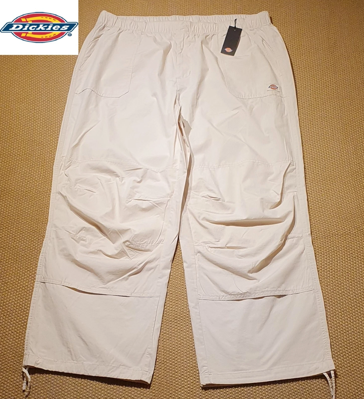 Dickies Fishersville Mens Cream Wide Leg Work Trousers Sz XL-2XL Loose Fit Pants